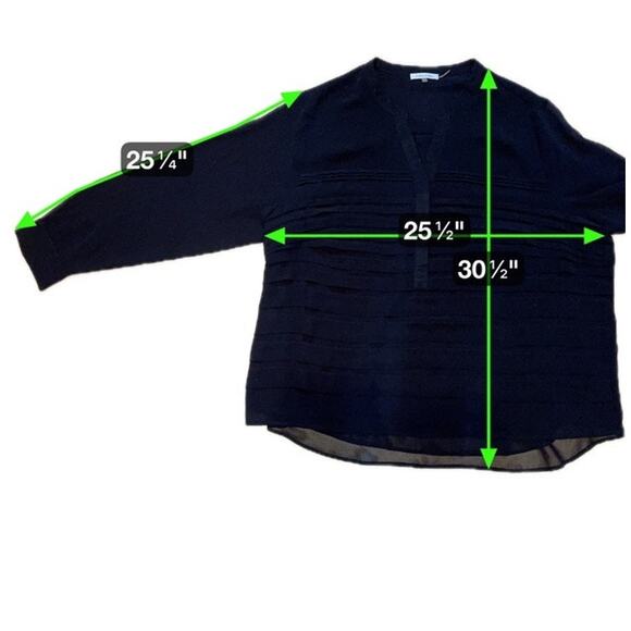 Calvin Klein 2X Black Pintuck Chiffon V-Neck Tunic Blouse Plus Size - Picture 6 of 6